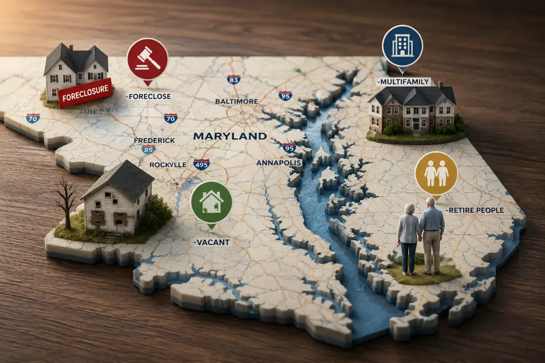 Map of Maryland showing property types MD Tax Help assists